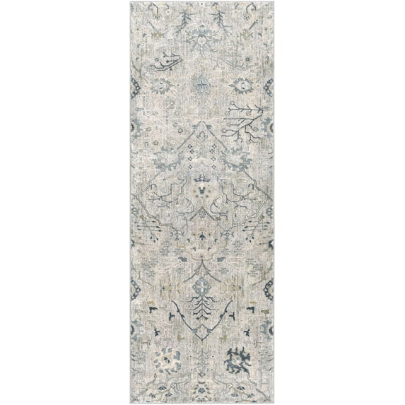 BoutiqueRugs Barkisland Traditional Runner Rug - Medium Gray, Peach, Taupe - 2'7" x 7'3" Runner