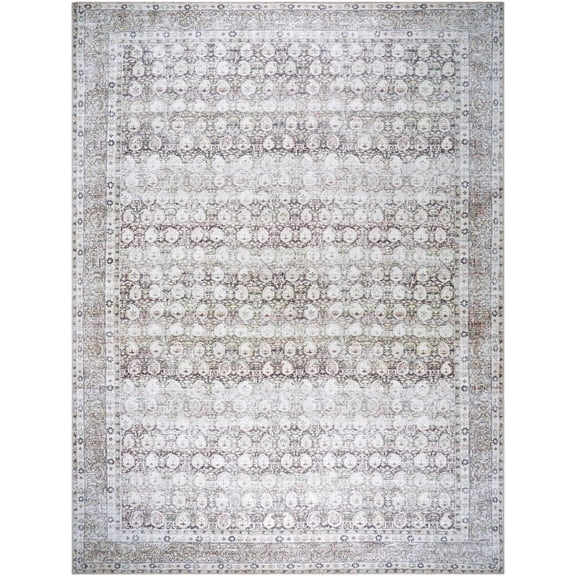 BoutiqueRugs Bartek Traditional Area Rug - Machine Washable - Navy Blue, Tea Green, Off White - 7'7" x 9'6"