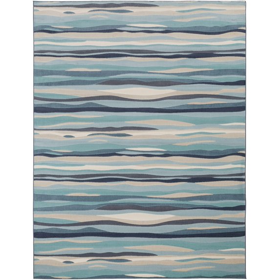 BoutiqueRugs Basco Contemporary Area Rug - Aqua, Peach, Taupe - 3'11" x 5'7"
