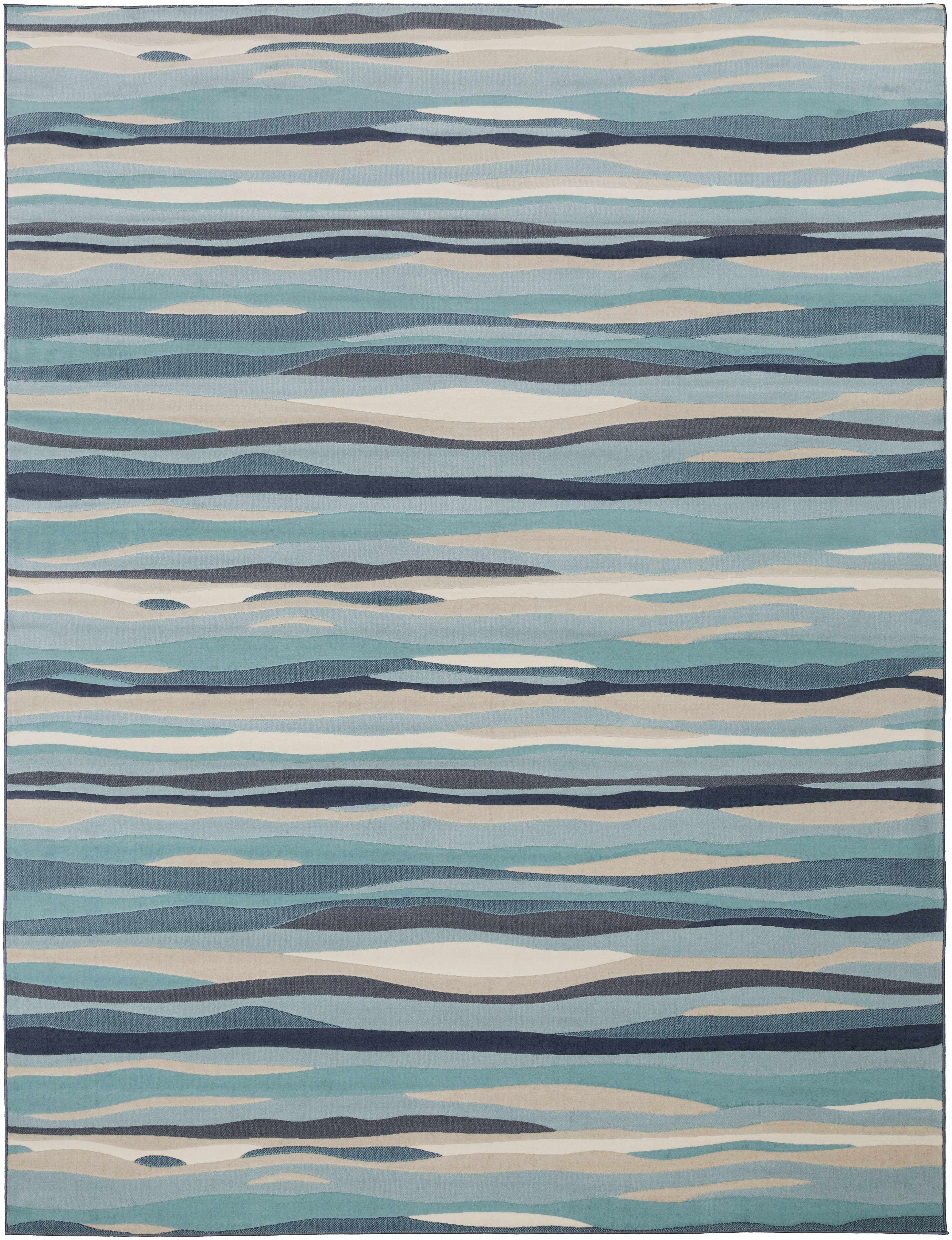BoutiqueRugs Basco Contemporary Area Rug - Aqua, Peach, Taupe - 5'3" x 7'3"
