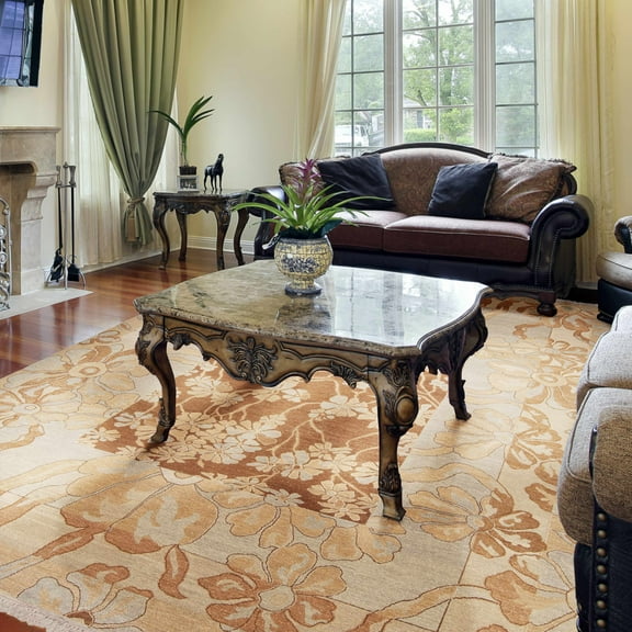 BoutiqueRugs Bayberry Traditional Area Rug - Faded Driftwood, Walnut, Off White - 4' x 6'
