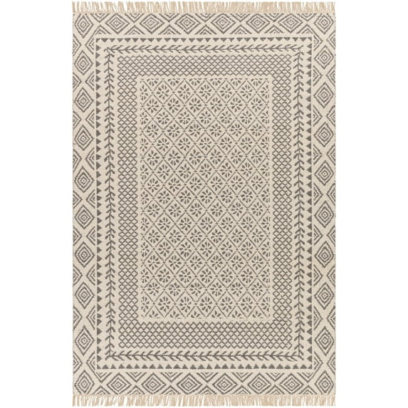 BoutiqueRugs Bayou Bohemian, Transitional Area Rug - Bone, Dark Gray, Cloud Gray - 6' x 9'