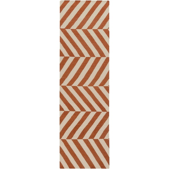 BoutiqueRugs Beaminster Transitional Runner Rug - Taupe, Burnt Orange - 2'6" x 8' Runner