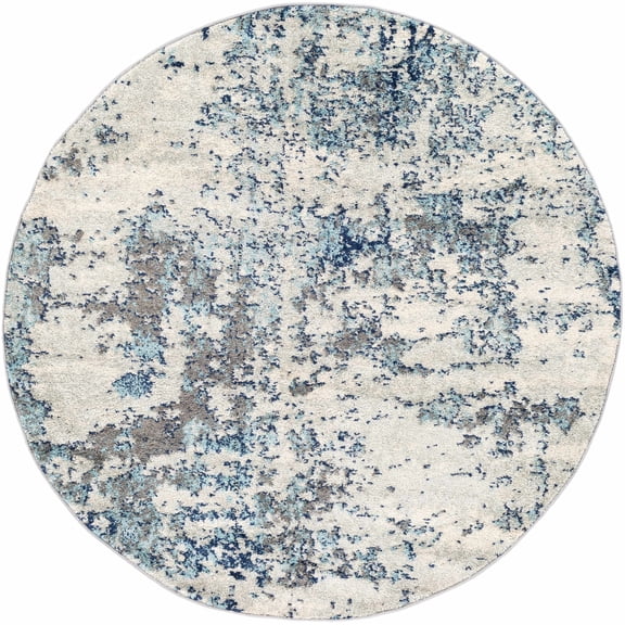 BoutiqueRugs Beverly Contemporary Area Rug - Navy, Aqua, Light Slate - 7'10" Round