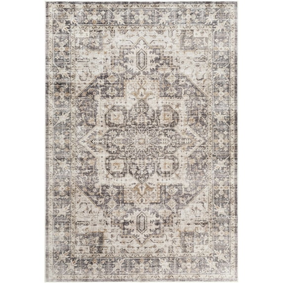 BoutiqueRugs Bevin Traditional Area Rug - Machine Washable - Natural Gray, Taupe, Smoke - 5'3" x 7'7"