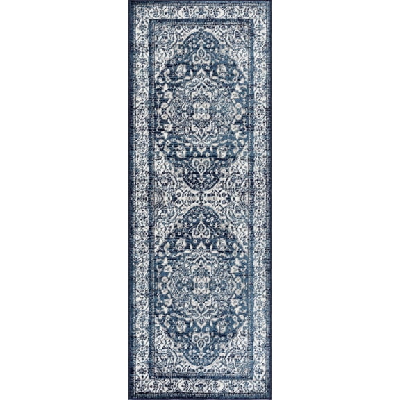 BoutiqueRugs Billy Farmhouse Runner Rug - Navy, Blue - 2'7" x 7'3" Runner