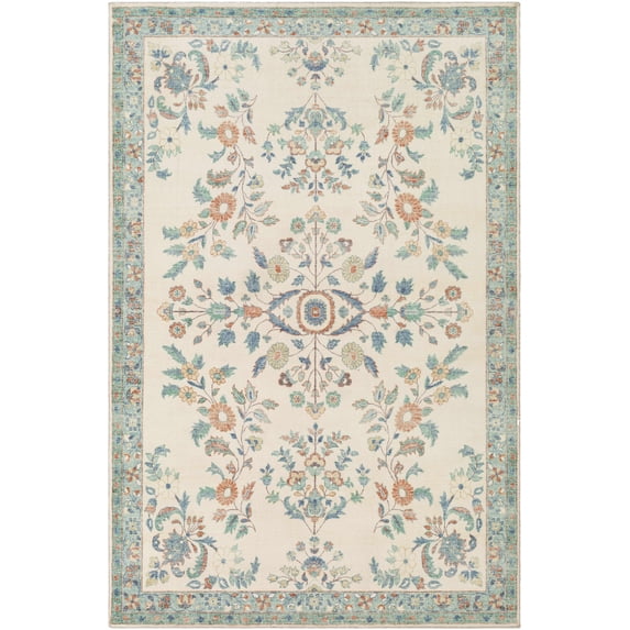 BoutiqueRugs Bilsdale Traditional Area Rug - Cream, Sage, Blue - 7'6" x 9'5"