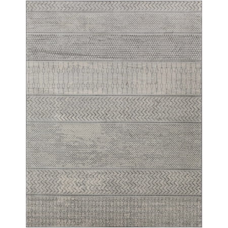 BoutiqueRugs Gray Geometric Transitional Ivory 4x6 Area Rug Bohemian Bingham Living Room Bedroom Dining Room Home Office Apartment 4'3" x 5'11" Stain Resistant Non-Shedding Pet Friendly