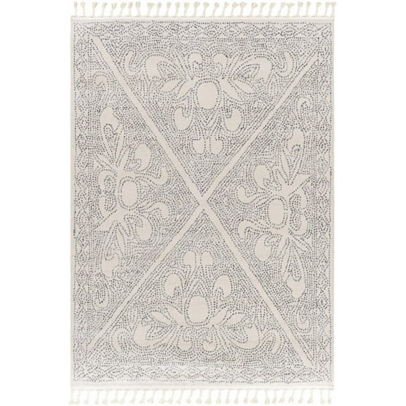 Boutique Rugs Birdwood Dot Patterned with Tassels Area Rug - Charcoal, Light Gray, Medium Gray - 7'10" x 10'