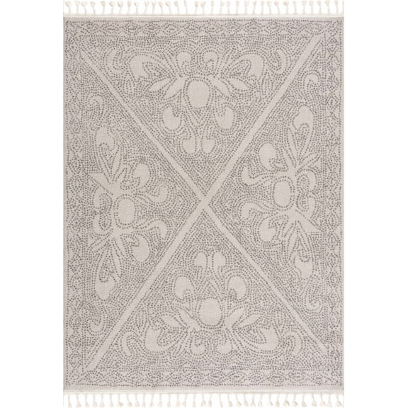 BoutiqueRugs Birdwoody Contemporary, Farmhouse Area Rug - Beige, Cream, Dark Red - 7'10" x 10'