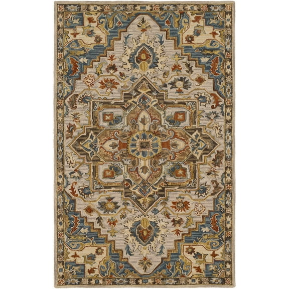 BoutiqueRugs Birtley Traditional Area Rug - Rust, Blue, Slate Blue - 2' x 3'