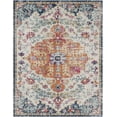 thumbnail image 1 of BoutiqueRugs Bodrum Oriental Medallion Area Rug - Farmhouse Traditional Floral Carpet for Living Room - Aqua, Blue, Magenta - 2' x 2'11", 1 of 19