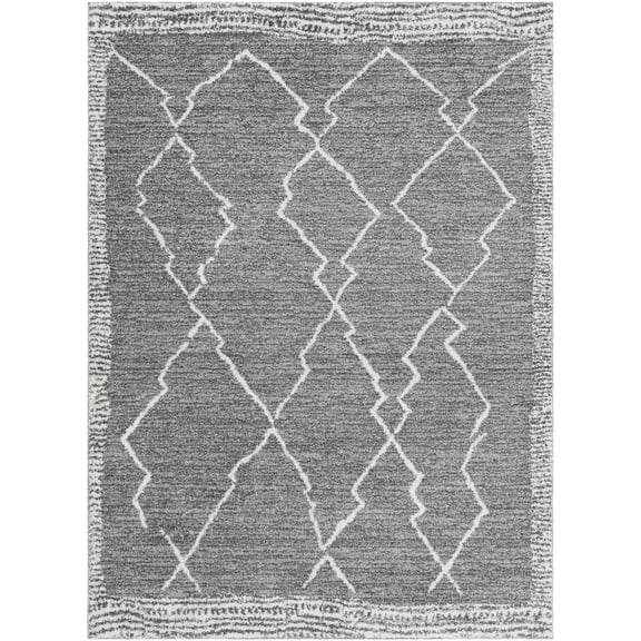 BoutiqueRugs Bramham Bohemian, Transitional Area Rug - Charcoal, Off White, Gray - 6'7" x 9'