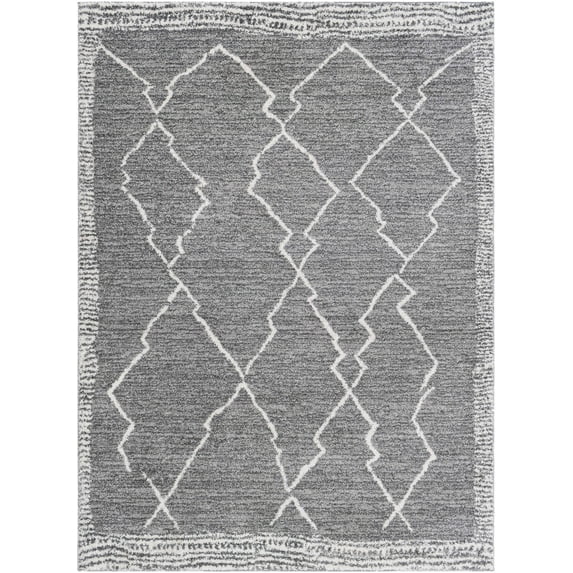 BoutiqueRugs Bramham Bohemian, Transitional Area Rug - Charcoal, Off White, Gray - 7'10" x 10'