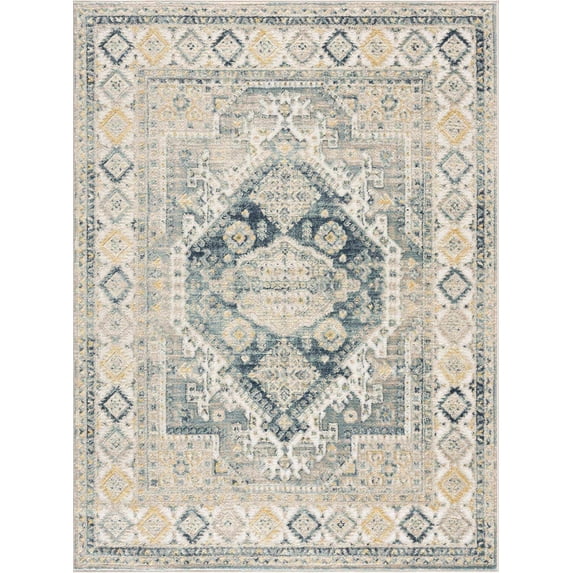 BoutiqueRugs Brend Farmhouse Area Rug - Beige, Blue - 5'3" x 7'