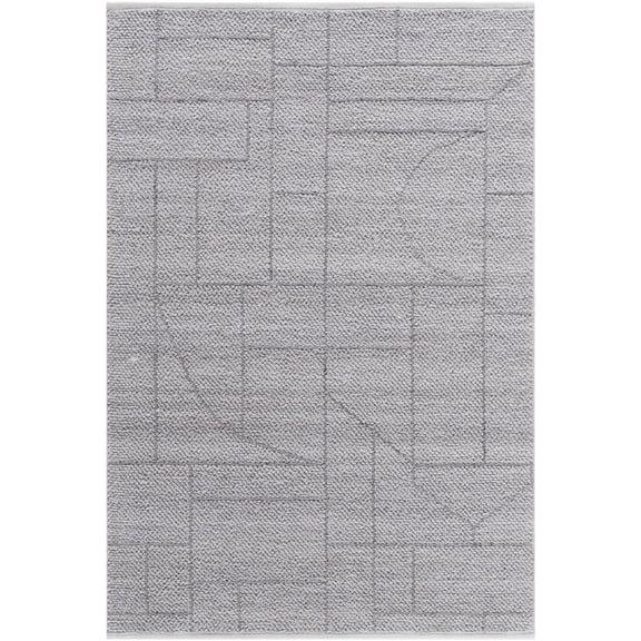 BoutiqueRugs Brenta Contemporary Area Rug - Outdoor Safe - Metallic Silver, Silver Gray, Slate Blue - 2' x 3'