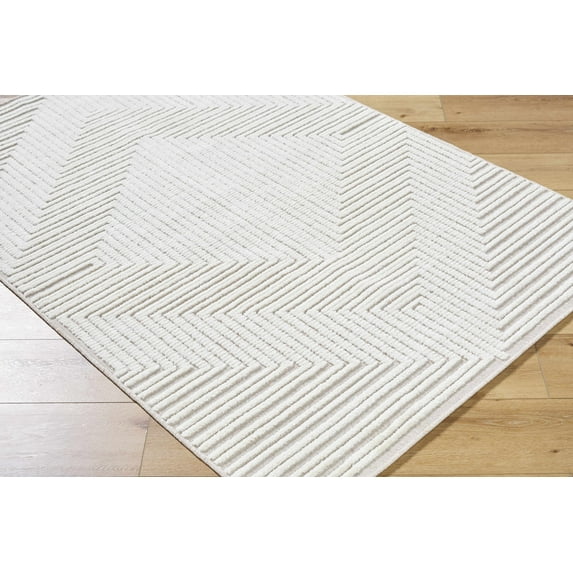 BoutiqueRugs Briana Contemporary Area Rug - Machine Washable - Off White, Beige - 5' x 7'2"
