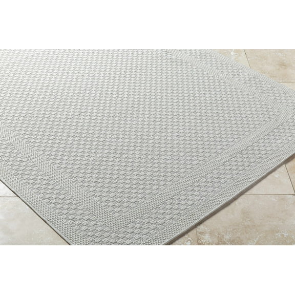 BoutiqueRugs Brinda Contemporary Area Rug - Outdoor Safe - Light Silver, Sterling Gray - 6'7" x 9'