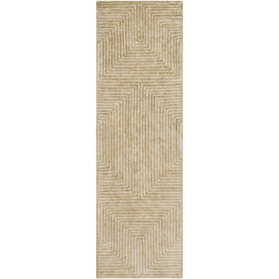 BoutiqueRugs Brinktown Contemporary Runner Rug - Mustard, Peach - 2'6" x 10' Runner
