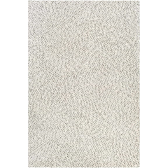 BoutiqueRugs Broadwater Contemporary Area Rug - Cream, Peach, Light Gray - 4'3" x 5'11"