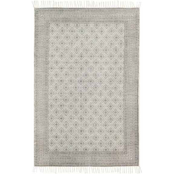 BoutiqueRugs Brushton Handmade Cotton Area Rug - Black, Beige - 2' x 3'