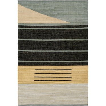 BoutiqueRugs Bunbury Contemporary Area Rug - Black, Peach, Teal - 2' x 3'
