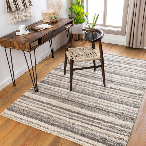 BoutiqueRugs Burnage Traditional Area Rug - Charcoal, LightGray, LightOlive - 18" x 18" Sample