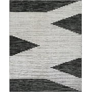 BoutiqueRugs Bushwick Boho Hand Woven Wool Natural Fiber Soft Area Rug - Traditional Geometric Moroccan Carpet for Living Room, Bedroom, Dining Room - Black, Cream, Gray, Charcoal - 3 x 5