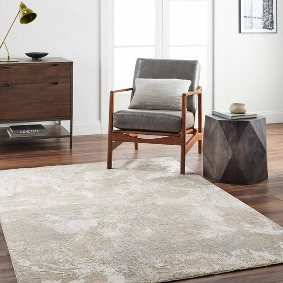BoutiqueRugs Cady Contemporary Area Rug - Light Gray, Cloud Gray, Multi Brown - 18" x 18" Sample
