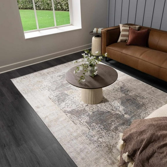 BoutiqueRugs Calion Traditional Area Rug - Black, Gray, Charcoal - 18" x 18" Sample