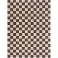 thumbnail image 1 of BoutiqueRugs Canika Modern Checkered Shag Rug - High Pile Fluffy Shaggy Carpet for Hallway, Nursery, Playroom, Girls Boys Room - Machine Washable - Peach, Dark Brown - 6'7" x 9' (6x9), 1 of 11