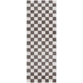 thumbnail image 1 of Boutique Rugs Canika Modern Checkered Shag Runner Rug - High Pile Fluffy Shaggy Carpet for Hallway, Nursery, Playroom, Girls Boys Room - Machine Washable - Peach, Dark Brown - 2'7" x 7'3" (2x8), 1 of 11