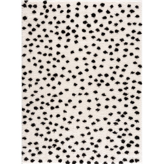 BoutiqueRugs Cansu Polka Dot Shag Area Rug - Black - 6'7" x 9'