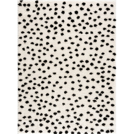 BoutiqueRugs Cansu Polka Dot Shag Area Rug - Black - 7'10" x 10'