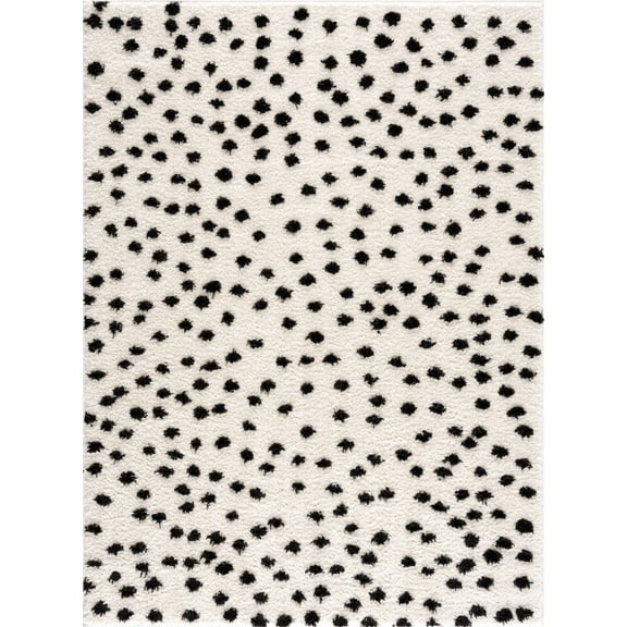 BoutiqueRugs Cansu Polka Dot Shag Area Rug - Black - 8'10" x 12'