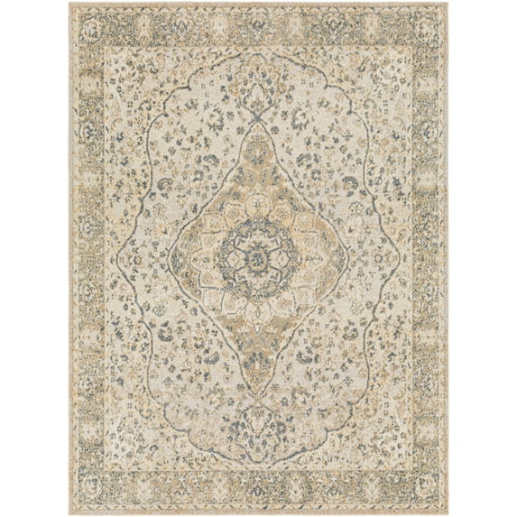 BoutiqueRugs Cara Farmhouse Area Rug - Machine Washable - Blue, Tan, Olive - 9'2" x 12'
