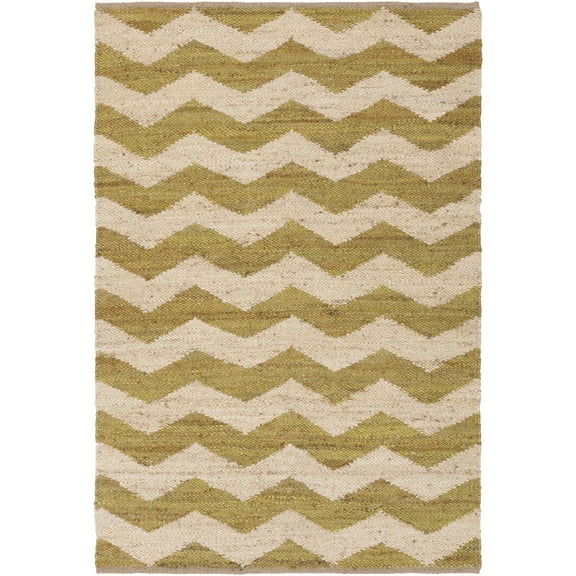 BoutiqueRugs Cardigan Natural Fibers Area Rug - Lime Green, Beige - 8' x 10'