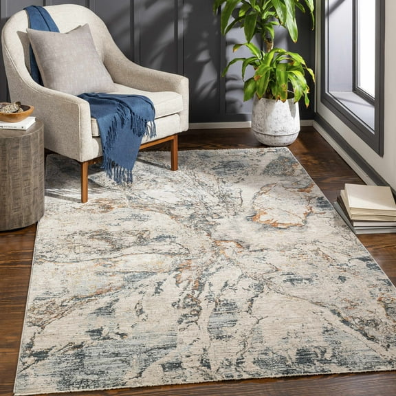 BoutiqueRugs Cardup Medium Pile Marble Area Area Rug - Teal, Rust, Mustard - 18" x 18" Sample