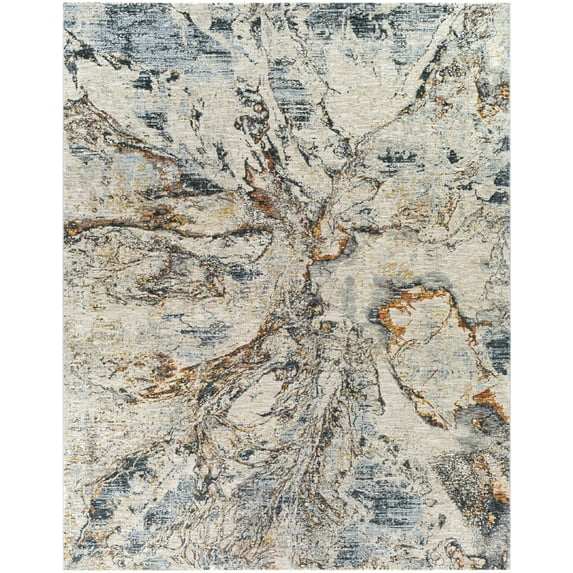 BoutiqueRugs Cardup Medium Pile Marble Area Area Rug - Teal, Rust, Mustard - 7'10" x 10'2"