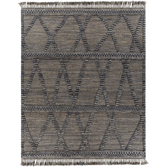 BoutiqueRugs Caromatan Bohemian, Transitional Area Rug - Black, Gray, Charcoal - 8' x 10'