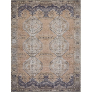 BoutiqueRugs Carrabelle Traditional Area Rug - Machine Washable - Ivory, Mustard, Navy - 5'3" x 7'