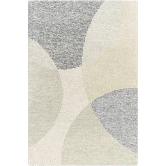 BoutiqueRugs Ivory Geometric Contemporary 2x3 Accent Rug Wool Hand Tufted Slate Gray Tan Pale Sage Cassiopeia Entryway Bedside Nursery Mudroom Bathroom Powder Room Stain Resistant Non-Shedding