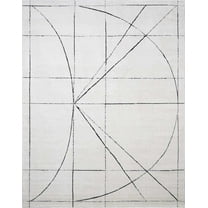 BoutiqueRugs Cecily Contemporary Area Rug - Ivory, Black - 5'3" x 7'