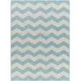 thumbnail image 1 of BoutiqueRugs Cheri Blue Chevron Area Rug - Outdoor Safe - Thatch Light Blue, Steel, Dark Gray - 5'3" x 7', 1 of 9