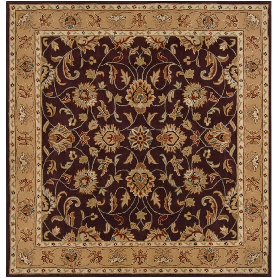 BoutiqueRugs Cherryvale Traditional Area Rug - Burgundy, Black, Tan - 4' Square