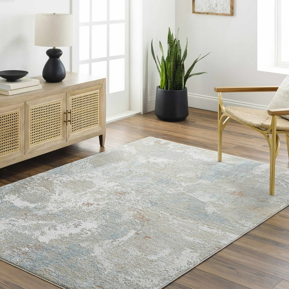 BoutiqueRugs Cindy Contemporary Area Rug - Natural Gray, Cloud Gray, Multi Brown - 18" x 18" Sample
