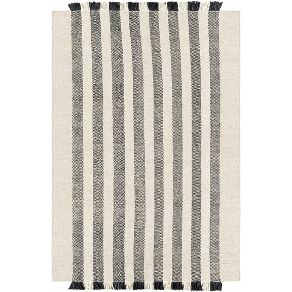 BoutiqueRugs Contrecoeur Wool Area with Tassel Area Rug - Black, Peach, Cream - 5' x 7'6"
