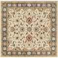 thumbnail image 1 of BoutiqueRugs Cookstown Boho Hand Tufted Wool Natural Fiber Soft Area Rug - Traditional Floral Damask Carpet for Living Room, Bedroom - Sage, Cream, Rust, Blue - 6' Square, 1 of 19