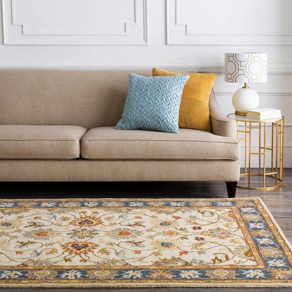 BoutiqueRugs Cookstown Traditional Area Rug - Medium Gray, Denim, Dark Brown - 18" x 18" Sample