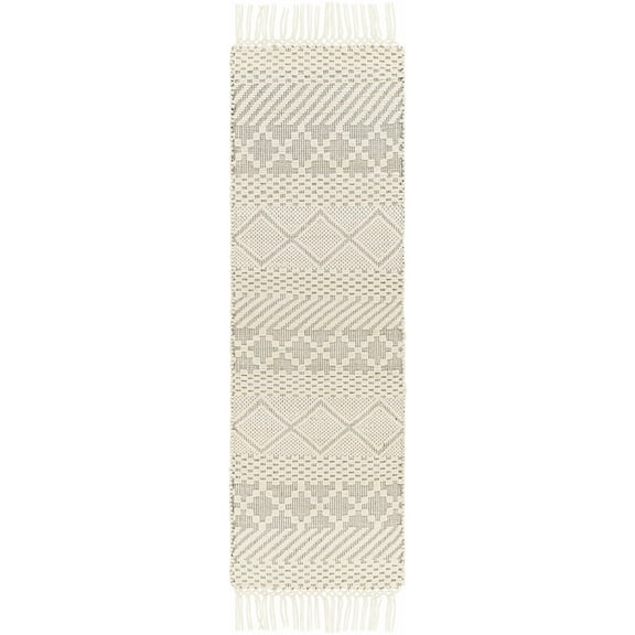 BoutiqueRugs Coquitlam Bohemian, Transitional Runner Rug - Cream, Black - 2'6" x 8' Runner